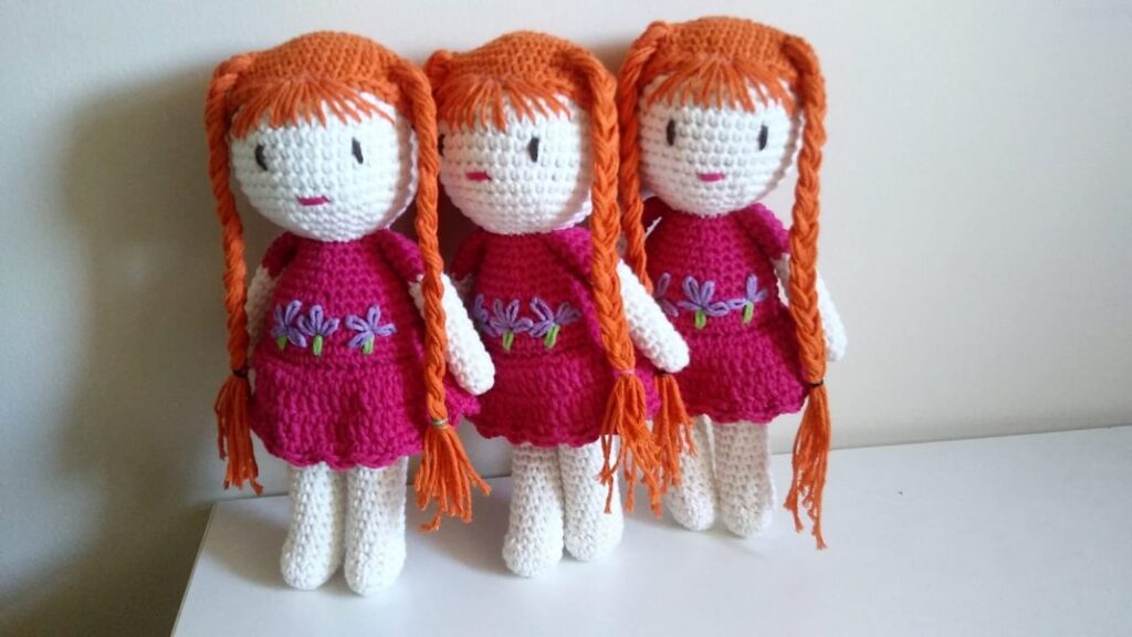 plush dolls with yarn hair